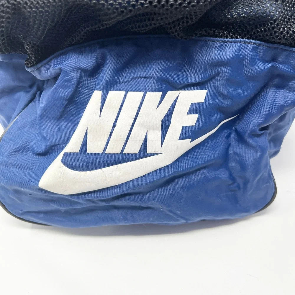 Vintage Nike Duffel Bag Blue Yellow Embroidered Swoosh 90s Gym Travel Bag Defect